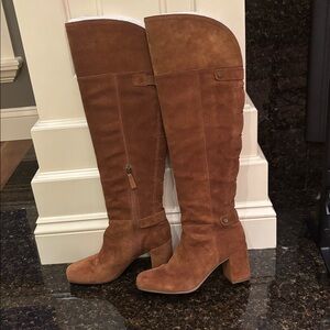 Franco Sarto Tan Over the Knee Suede Boots
